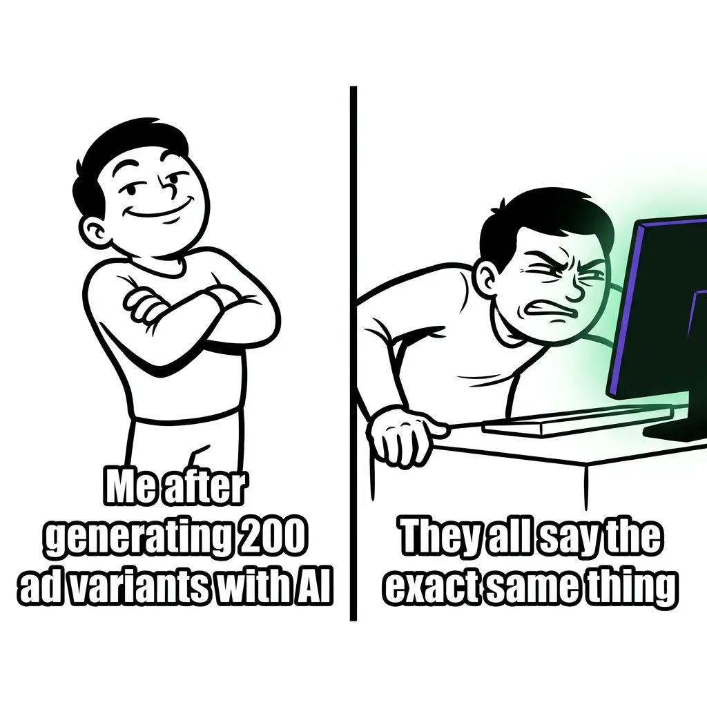 Two-panel meme comic: left panel shows confident person arms crossed smiling, right panel same person squinting horrified at screen